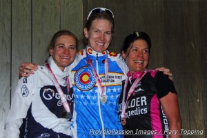 2014 Colorado state road championships elite women's podium (l-r) Annie Toth 2nd, Gwen Inglis 1st, Heather McWilliams third