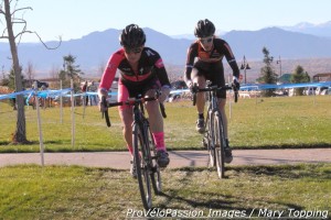 Kate Powlison and Kristin Weber mid-race at Sienna Lake